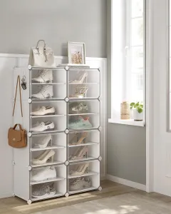 SONGMICS Modulárny botník Lux s 8 dvierkami číry/biely