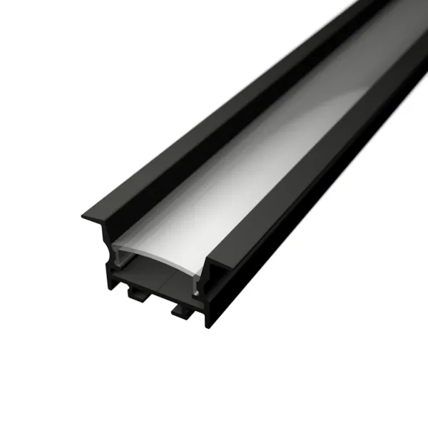 LED lišta zapustená R16 čierna Dĺžka: 2m, Typ krytky: Bez krytky