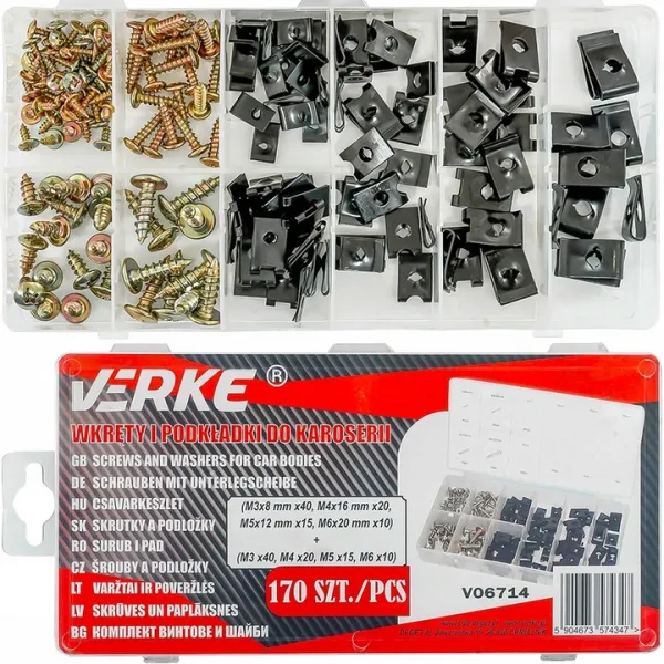 VERKE Skrutky a podložky pre karosérie áut - 170 ks