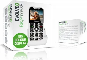 EVOLVEO EasyPhone XR, mobilní telefon pro seniory s nabíjecím stojánkem, bílá