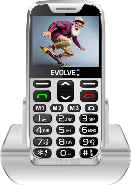 EVOLVEO EasyPhone XR, mobilní telefon pro seniory s nabíjecím stojánkem, bílá