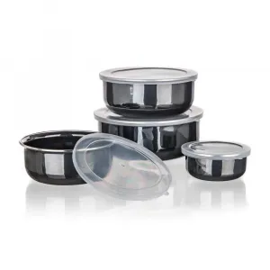 Sada smaltovaných misiek METALLIC Black, 8 ks