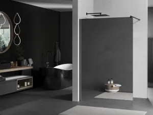 MEXEN/S - KIOTO Sprchová zástena WALK-IN 70x200 cm 8 mm, čierna, zrkadlové sklo 800-070-101-70-50