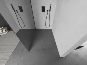 MEXEN/S - KIOTO Sprchová zástena WALK-IN 80x200 cm 8 mm, čierna, zrkadlové sklo 800-080-101-70-50