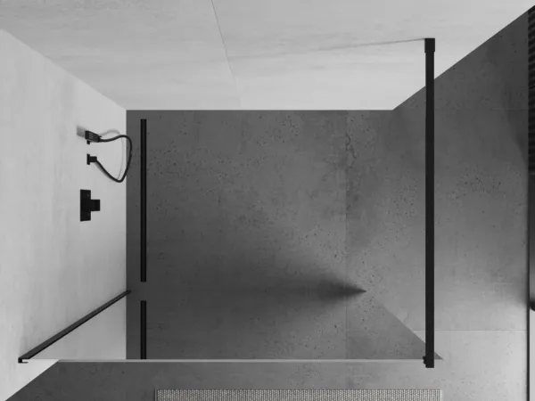 MEXEN/S - KIOTO Sprchová zástena WALK-IN 80x200 cm 8 mm, čierna, zrkadlové sklo 800-080-101-70-50