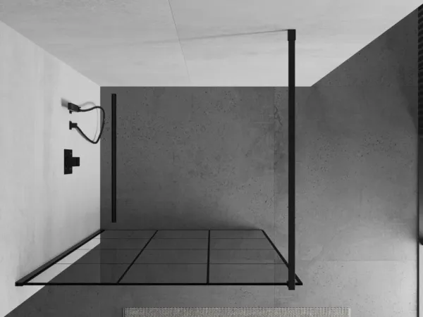 MEXEN/S - KIOTO Sprchová zástena WALK-IN 100x200 cm 8 mm, čierna, čierny vzor 1 800-100-101-70-77