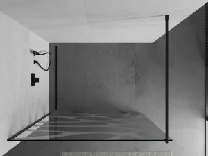 MEXEN/S - KIOTO Sprchová zástena WALK-IN 70x200 cm 8 mm, čierna, biely vzor 800-070-101-70-97
