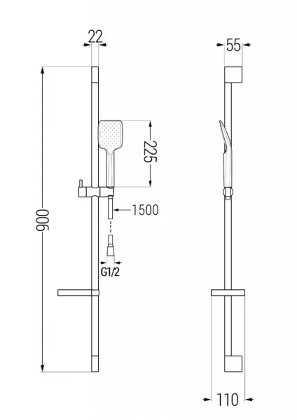 MEXEN/S - Zero SET umývadlová + sprchová batéria s príslušenstvom DS62, čierna 71114DS62-70