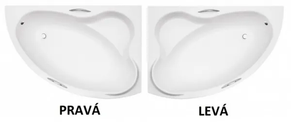 BESCO - Asymetrická vaňa ADA - Nožičky k vani - Bez nožičiek, Rozmer vane - 140 × 90 cm, Spôsob prevedenia - Pravé VANADA140P