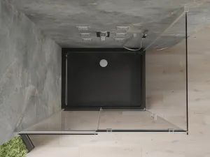 MEXEN/S - Omega sprchovací kút 100x80, transparent, chróm + čierna vanička so sifónom 825-100-080-01-00-4070