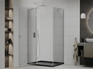 MEXEN/S - Roma sprchovací kút 80x120, transparent, chróm + čierna vanička so sifónom 854-080-120-01-00-4070