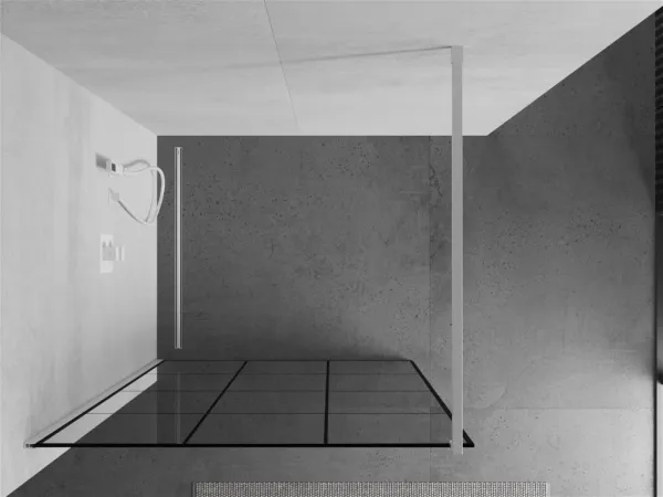 MEXEN/S - KIOTO Sprchová zástena WALK-IN 120 x 200, transparent/čierny vzor 8 mm, biela 800-120-101-20-77