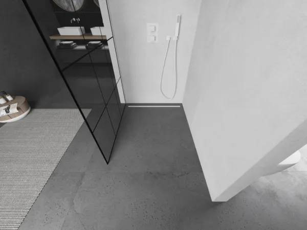 MEXEN/S - KIOTO Sprchová zástena WALK-IN 100 x 200, transparent/čierny vzor 8 mm, biela 800-100-101-20-77