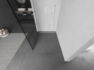 MEXEN/S - KIOTO Sprchová zástena WALK-IN 100 x 200, transparent/čierny vzor 8 mm, biela 800-100-101-20-77