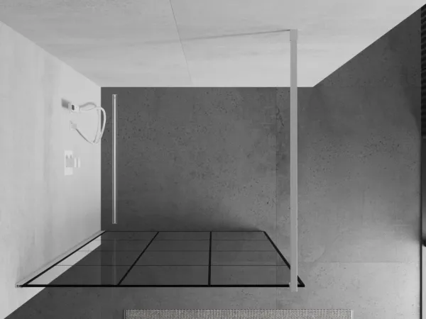 MEXEN/S - KIOTO Sprchová zástena WALK-IN 100 x 200, transparent/čierny vzor 8 mm, biela 800-100-101-20-77