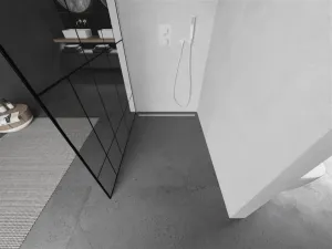 MEXEN/S - KIOTO Sprchová zástena WALK-IN 90 x 200, transparent/čierny vzor 8 mm, biela 800-090-101-20-78