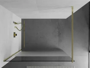 MEXEN/S - KIOTO Sprchová zástena WALK-IN 100x200 cm 8 mm, zlatá, Transparent/matné sklo 800-100-101-50-35