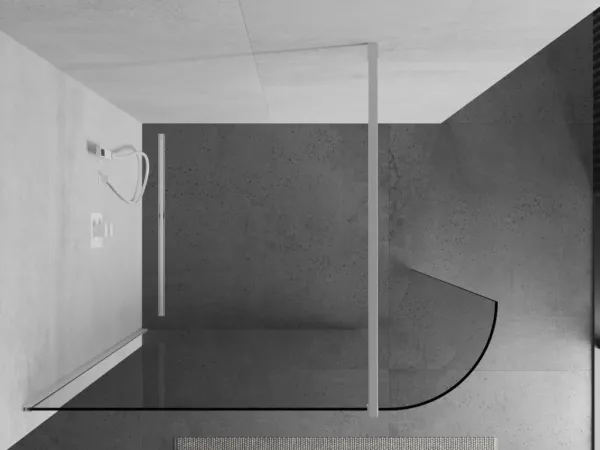 MEXEN/S - Kioto Sprchová zástena WALK-IN zaoblená 100 x 200, transparent 8 mm, biela 800-100-101-20-06