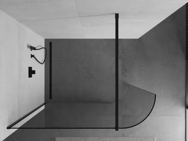 MEXEN/S - Kioto Sprchová zástena WALK-IN zaoblená 100 x 200, transparent 8 mm, čierna 800-100-101-70-06