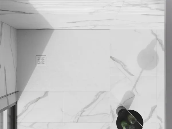 MEXEN/S - Stone+ obdĺžniková sprchová vanička 100 x 90, biela, mriežka biela 44109010-W
