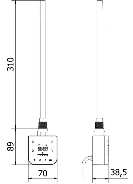 MEXEN - FA-F vykurovacia tyč s Wi-fi, 300 W, čierna W953-0300-70