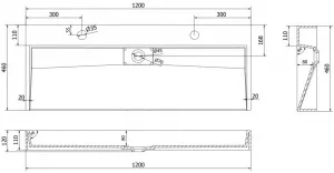MEXEN - Ava umývadlo na dosku liaty mramor 2/O 120 x 46, čierna 23011272