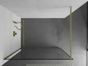 MEXEN/S - Kioto Sprchová zástena WALK-IN 80 x 200, čierny vzor 8 mm, zlatá kartáčovaná 800-080-101-55-70