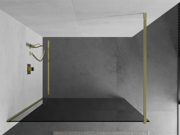 MEXEN/S - Kioto Sprchová zástena WALK-IN 70 x 200, grafit 8 mm, zlatá kartáčovaná 800-070-101-55-40