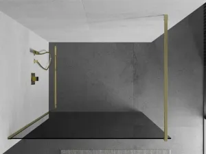 MEXEN/S - Kioto Sprchová zástena WALK-IN 70 x 200, grafit 8 mm, zlatá kartáčovaná 800-070-101-55-40