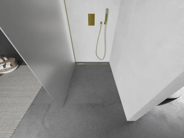 MEXEN/S - Kioto Sprchová zástena WALK-IN 120 x 200, dekor 8 mm, zlatá kartáčovaná 800-120-101-55-30