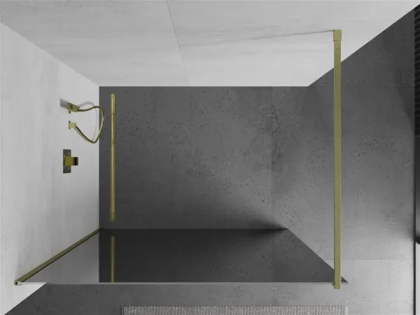 MEXEN/S - Kioto Sprchová zástena WALK-IN 120 x 200, zrkadlové 8 mm, zlatá kartáčovaná 800-120-101-55-50