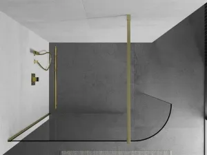 MEXEN/S - Kioto Sprchová zástena WALK-IN 110 x 200, transparent 8 mm, zlatá kartáčovaná 800-110-101-55-06