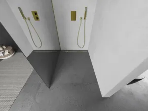 MEXEN/S - Kioto Sprchová zástena WALK-IN 80 x 200, zrkadlové 8 mm, zlatá kartáčovaná 800-080-101-55-50