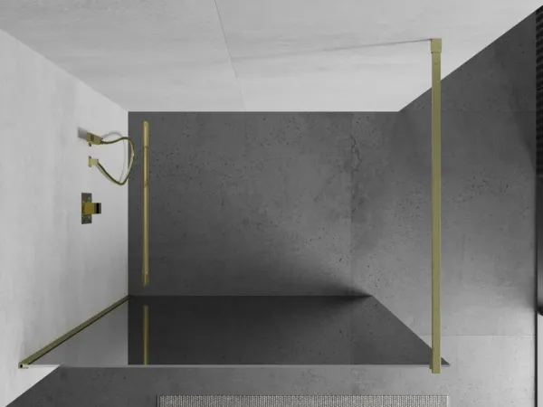 MEXEN/S - Kioto Sprchová zástena WALK-IN 100 x 200, zrkadlové 8 mm, zlatá kartáčovaná 800-100-101-55-50