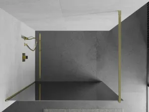 MEXEN/S - Kioto Sprchová zástena WALK-IN 100 x 200, zrkadlové 8 mm, zlatá kartáčovaná 800-100-101-55-50