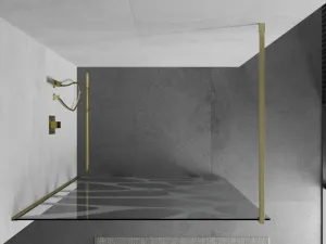 MEXEN/S - Kioto Sprchová zástena Walk-in 70 x 200, biely vzor 8 mm, zlatko kartáčovaná 800-070-101-55-97