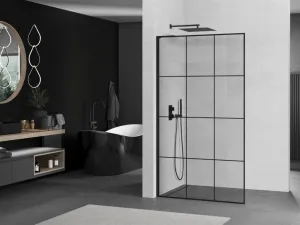 MEXEN/S - Kioto L Sprchová zástena WALK-IN 100 x 200, čierny vzor, čierna 800-100-103-70-77