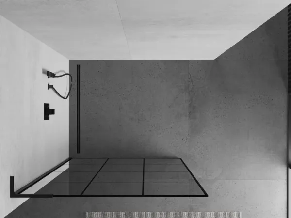 MEXEN/S - Kioto L Sprchová zástena WALK-IN 120 x 200, čierny vzor, čierna 800-120-103-70-77