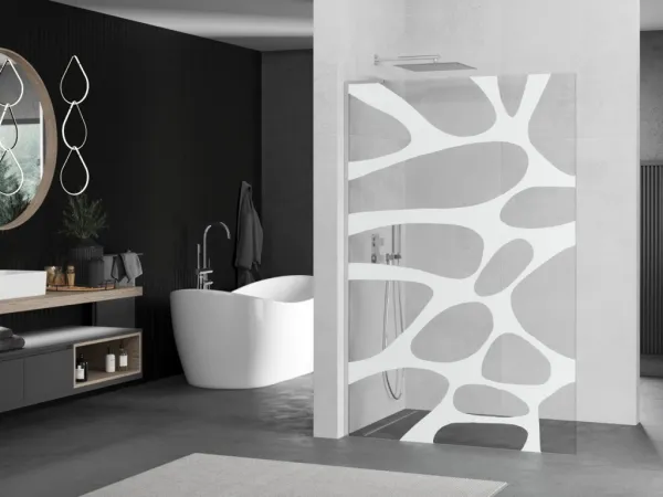 MEXEN/S - Kioto L Sprchová zástena WALK-IN 80 x 200, biely vzor, chróm 800-080-103-01-97