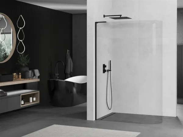 MEXEN/S - KiotoL Sprchová zástena WALK-IN 110 x 200, transparent, čierna 800-110-103-70-06
