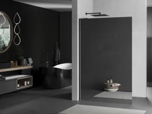 MEXEN/S - Kioto L Sprchová zástena WALK-IN 80 x 200, zrkadlové, čierna 800-080-103-70-50