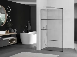 MEXEN/S - Kioto L Sprchová zástena WALK-IN 100 x 200, čierny vzor, chróm 800-100-103-01-77