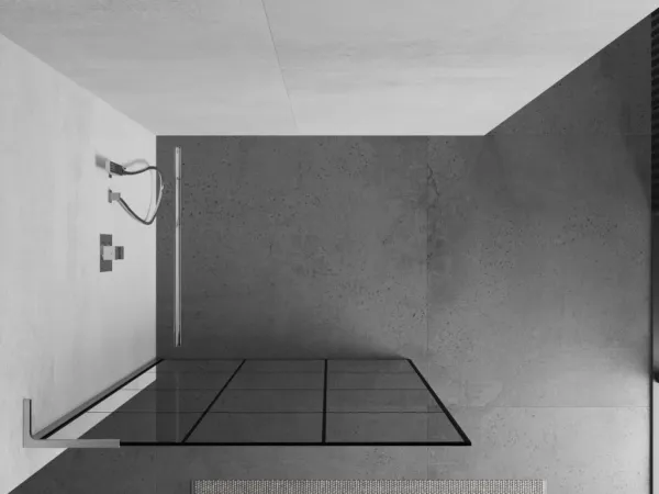 MEXEN/S - Kioto L Sprchová zástena WALK-IN 100 x 200, čierny vzor, chróm 800-100-103-01-77