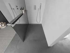 MEXEN/S - Kioto+ L Sprchová zástena WALK-IN s poličkou a držiakom uterákov 80 x 200, zrkadlová, chróm 800-080-123-01-50