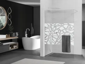 MEXEN/S - Kioto+ Sprchová zástena WALK-IN s poličkou a držiakom uterákov 70 x 200, biely vzor, biela 800-070-121-20-85