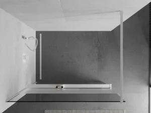 MEXEN/S - Kioto+ Sprchová zástena WALK-IN s poličkou a držiakom uterákov 100 x 200, transparent/vzor, biela 800-100-121-20-35