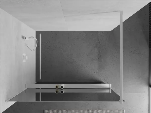 MEXEN/S - Kioto+ Sprchová zástena WALK-IN s poličkou a držiakom uterákov 80 x 200, zrkadlové, biela 800-080-121-20-50