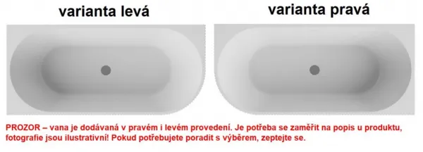 BESCO - Voľne stojaca vaňa DENAYA čierna/biela, sifón so štrbinovým prepadom - Farba - Čierna / biela, Farba sifónu - Čierna, Rozmer vane - 170 × 78 cm, Spôsob prevedenia - Pravé VANDENA170BWPB