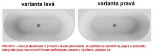 BESCO - Voľne stojaca vaňa DENAYA čierna/biela, sifón so štrbinovým prepadom - Farba - Čierna / biela, Farba sifónu - Čierna, Rozmer vane - 170 × 78 cm, Spôsob prevedenia - Pravé VANDENA170BWPB