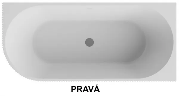 BESCO - Voľne stojaca vaňa DENAYA čierna/biela, sifón so štrbinovým prepadom - Farba - Čierna / biela, Farba sifónu - Čierna, Rozmer vane - 170 × 78 cm, Spôsob prevedenia - Pravé VANDENA170BWPB